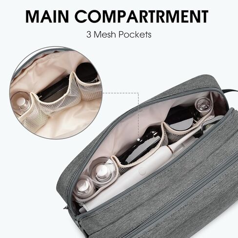 WANDF Travel Toiletry Bag with Wet Compartment Toiletry Organizer Shaving Bag Hanging Dopp Kit for Men Women (Beige) in Saudi Arabia