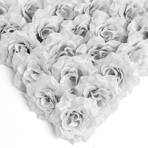 Silver Artificial Flowers 36 Pieces Silver Silk Flowers Silver Roses Artificial Flowers for DIY Decor Cake Wristband Clothes Headwear in Saudi Arabia