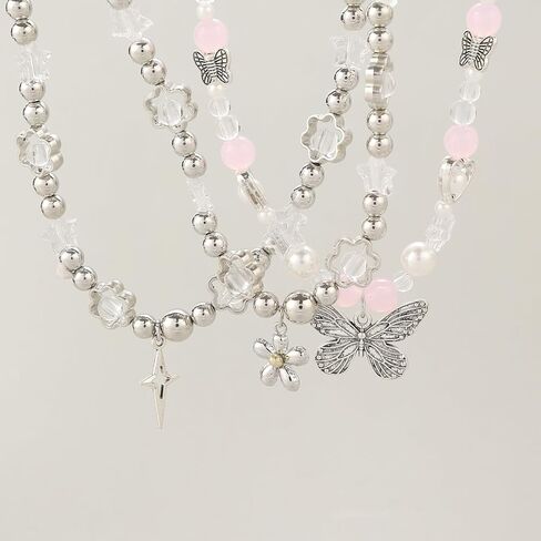 Y2K نجمة فراشة اللؤلؤ مطرز قلادة قلادة خمر القوطية الصليب القلب زهرة الشمس قلادة قلادة قابل للتعديل طوق الجمالية قلادة للنساء مجوهرات حفلة الجرونج in Kuwait