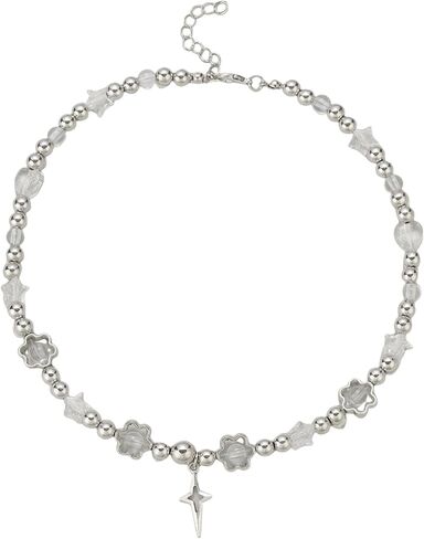 Y2K نجمة فراشة اللؤلؤ مطرز قلادة قلادة خمر القوطية الصليب القلب زهرة الشمس قلادة قلادة قابل للتعديل طوق الجمالية قلادة للنساء مجوهرات حفلة الجرونج in Kuwait