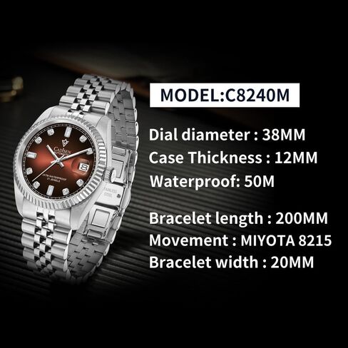 CADISEN Men’s Automatic Mechanical Watch Casual Watches for Men Waterproof Sapphire Week Calendar in Kuwait