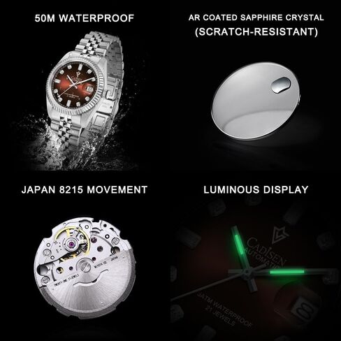CADISEN Men’s Automatic Mechanical Watch Casual Watches for Men Waterproof Sapphire Week Calendar in Kuwait