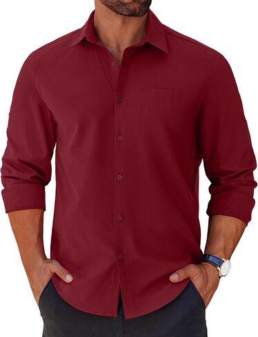 COOFANDY Mens Long Sleeve Button Down Shirts Casual Untucked Shirts for Men Dress Shirts Wedding Shirts in Saudi Arabia