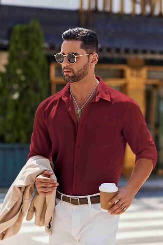 COOFANDY Mens Long Sleeve Button Down Shirts Casual Untucked Shirts for Men Dress Shirts Wedding Shirts in Saudi Arabia