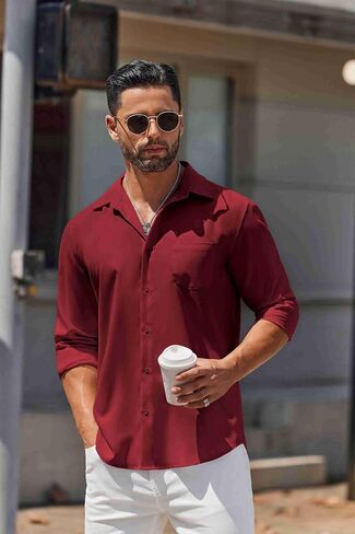 COOFANDY Mens Long Sleeve Button Down Shirts Casual Untucked Shirts for Men Dress Shirts Wedding Shirts in Saudi Arabia