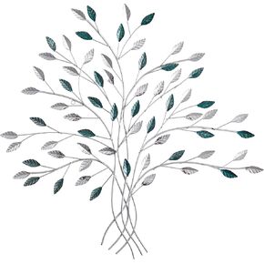 Nearly Natural 30in. x 30in. Hand-Painted Metal Tree of Life Wall Art Decor, Silver/Blue