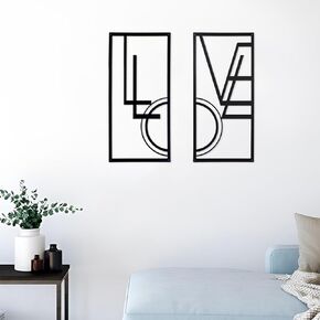 TYLCC Black Metal Wall Art Modern Abstract Minimalist Geometric Aesthetic of Love Wall Decor for Living Room Bedroom Decorations (Love)