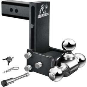 Adjustable Trailer Hitch, Drop Hitch, Fits 2.5" Receiver, 7 Inch Drop/Rise, 1-7/8" x 2" x 2-5/16" Tri Ball Hitches for Trucks, 15,000 Lbs GTW