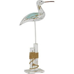 Deco 79 Wood Bird Decorative Sculpture Home Decor Statue, Accent Figurine 12" x 3" x 21", White