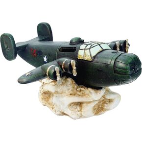 Vintage Airplane Model Cute Chibi B-24 Liberator Model Air Force World War II Military Fighter Jet Coin Banks Money Saving Box Piggy Bank Resin Collectible Figurine Home Desktop Decoration
