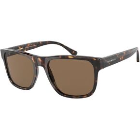 Emporio Armani Man Sunglasses Shiny Havana Frame, Dark Brown Lenses, 56MM