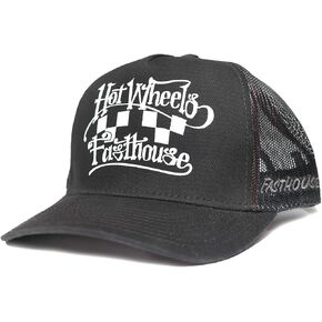FASTHOUSE Hot Wheels Striper Trucker Hat (Black/Black, One Size)