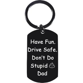 Funny Drive Safe Keychain New Driver Gifts for Teen Boys Girls Funny Drive Safe Gifts for Daughter Son Birthday Gifts from Dad Christmas Basket Stuffers for Daughter Son Don't Do Stupid Keychain