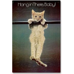 Vintage Matal Signs Cat Wall Decor Posters Hang in There,Baby Retro Vintage Metal Tin Sign Home Bar Kitchen Farmhouse Home Decor Signs Gifts 12×16 inch