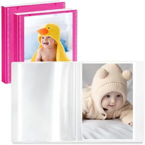 Vienrose Small Photo Album 3-Pack 5 x 7 Photo Book Album, Each Picture Book Holds 52 Photos Mini Photo Book with Customizable Cover, Postcard Album, Baby Photo Albums (Transparent)
