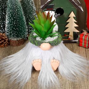 LargeGnomes Succulent Planter with Artificial Succulents Resin 7.5 x 5.5 Inch Gnomes Head Planter Flower Pots with Drainage Hole for Indoor Outdoor Plants Garden Gift(Yellow)
