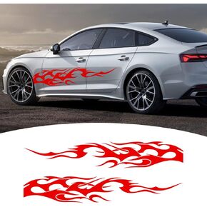 Bilisin Universal Car Body Side Sticker Vinyl Flame Graphics Racing Sports Stripe Decals Decoration for All Cars SUV Truck Off-Road Vehicles 2Pcs Blue