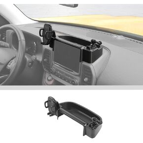 JWWY Phone Holder Mount with Storage Tray Central Dashboard Phone Mount with Organizer Bin Multifunctional Camera Stand Compatible with 2021-2024+Ford Bronco Sport Interior Accessories Black