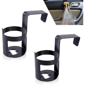 2 PCS Car Portable Hollow Design Cup Holder, 2.55" x 4.52" ABS Suspension Side Window Seat Armrest Cup Holder, Multi-function Quick Mouting Accessories, Suitable for Most Car Models (Black)