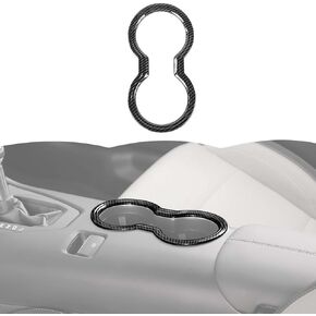 RT-TCZ Cup Holder Cover Frame Trim Interior Accessories for Ford Mustang 2024 2025 (Carbon Fiber)