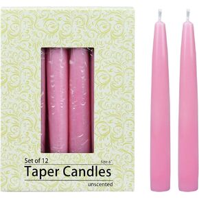 12-Piece Taper Candles, 6-Inch, Pink 12 Count (Pack of 1)