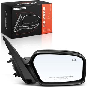 A-Premium Passenger Side Power Door Mirror - Compatible with Ford Fusion & Mercury Milan, 2006 2007 2008 2009 - Heated, Non-Folding, Black Outside Rear View Mirror - Replace# 6E5Z17683C