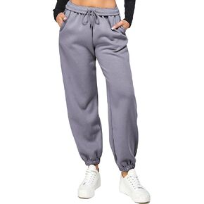 IUUI Women's High Waisted Fleece Sweatpants - Casual Baggy Joggers with Pockets, Foldable Warm Lounge Pants