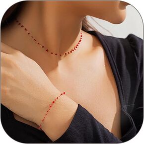 YANCHUN Halloween Blood Necklace and Bracelet for Women Vampire Blood Choker Necklace Gothic Blood Bracelet Gothic Jewelry Halloween Costume Accessories