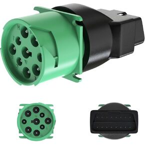 OBD2 Adapter,9 pin to OBD2 Adapter,16 Pin OBD2 Male to 9 Pin Green J1939 Green Female Adapter,Diagnose Cable Adapter Fit for Freight Liner ELD Tracker and Diagnostic Scanner/Device