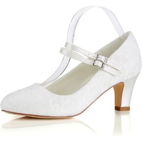 Emily Bridal Silk Wedding Shoes Vintage Round Toe Mary Jane Bridal Shoes Ivory Wedding Guest Shoes