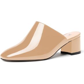 MODENCOCO Women's Fashion Patent Square Toe Slip On Dress Dating Chunky Low Heel Pumps Comfortable Shoes 2 Inch