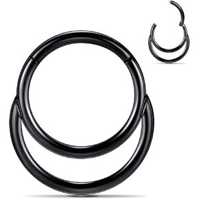 FUNLMO 316L Surgical Steel Septum Ring Double Hoop Nose Ring Daith Tragus Helix Rook Conch Piercing Jewelry Cartilage Hoop Earring