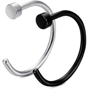 FIBO STEEL 18G-20G 2 قطعة مجوهرات للجسم من الفولاذ المقاوم للصدأ ثقب الأنف الدائري للنساء in Kuwait