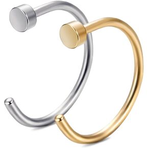 FIBO STEEL 18G-20G 2PCS Stainless Steel Body Jewelry Piercing Nose Ring Hoop for Women