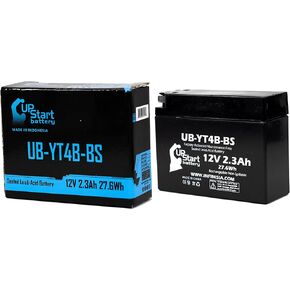 Replacement for 2015 Yamaha TTR110E 110CC Factory Activated, Maintenance Free, Motorcycle Battery - 12V, 2.3Ah, UB-YT4B-BS