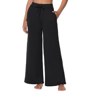 Sunzel Women's High Waisted Wide Leg Yoga Pants with Pockets – Stretchy Drawstring Loose Sweatpants for Workout