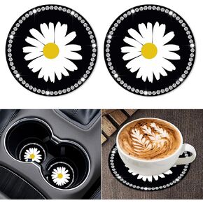 2Pcs Bling Car Cup Coaster, 2.75 Inch Cute Universal Silicone Non-Slip Cup Holders Coaster, Funny Car Decor Car Interior Accessories for Women Men
