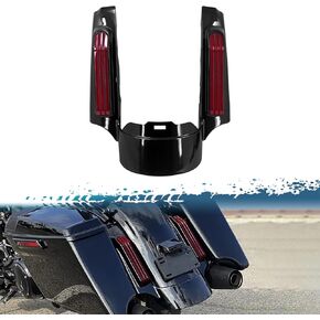 Rear Fender Fascia Extension with LED Turn Signals Running Brake Lights Kit Fit for Harley Touring Road King Road Glide Street Glide Electra Glide Ultra Limited 2014-2023 (Red Lens)