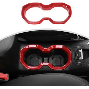 CheroCar for Jeep Renegade Front Water Cup Holder Trim Interior Accessories Compatible with Jeep Renegade 2016-2023,Red…