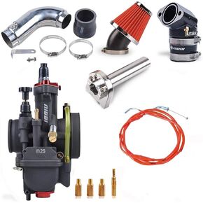 NIBBI Motorcycle Carburetor PWK 26mm 125CC Carburetor Kit With Adjustable Throttle Cable Air Filter 48mm Carburetor Jet Kit Fit 125 150 Dirt Bike Mini Bike Pit Bike SSR TTR Apollo ACE