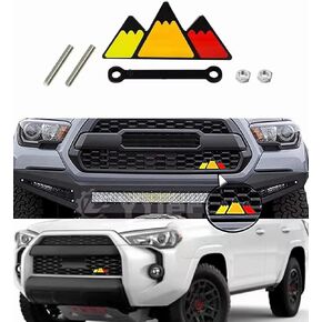 Tri-Color Grille Badge Emblem Decoration Accessories Car Truck Label Fit Compatible for Tacoma 4Runner Tundra TRD Rav4 Highlander (Grey)