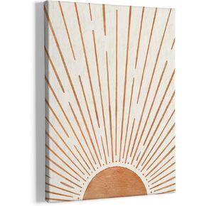 HIWX Boho Sun Framed Canvas Pictures Wall Art Decor,Boho Wall Art,Boho Office Bathroom Decor,Bohemian Boho Sun Sunrise Sunshine Wall Art Decoration For Bathroom Office Room Bedroom 11x14 (Orange)