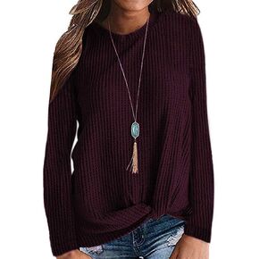 MISFAY Womens Casual Top Long Sleeve Cute Twist Knot Waffle Knit Shirts Tops