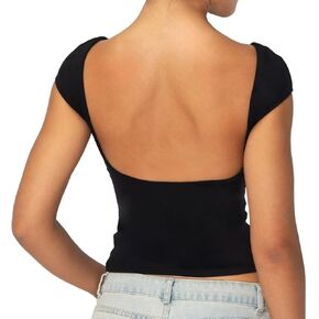 Sunzel Women’s Backless Sexy Going Out Top Double Lined Y2K Basic Tee Shirt with Open Back and Adjustable Straps