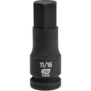 مقبس GEARWRENCH 1/2" لقمة سداسية التأثير SAE 11/16" - 84639، أسود