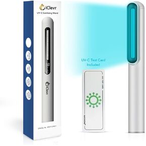 UV-C Light Sanitizer Wand - Powerful 253nm UV Light Rechargeable Handheld Ultraviolet Portable for Home, Office, Travel - Total Transparency UVC Test Card Included