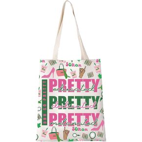 XYANFA Sorority Tote Bag Pink And Green Sisterhood Graduation Greek Sister Gift Paraphernalia Gift Sorority Handbag