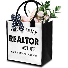 Realtor Tote Bag For Women, Canvas Tote Bag For Working Traveling Shopping, Realtor Gifts Tote Bag With Ribbon, Aesthetic Beach Tote Bag Gifts Thank You Gifts For Realtor -36