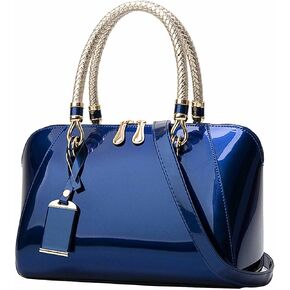 Women Handbags Shiny Paten PU Satchel Purse Shoulder Tote Top-Handle Crossbody Bag