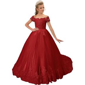 Off The Shoulder Flower Girls Dresses for Wedding Tulle Princess Pageant Dress Kids